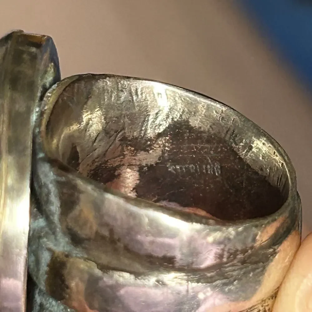 Handmade Victoria Carlson Sterling Silver Landscape Painting Statement Ring‎ 8.5